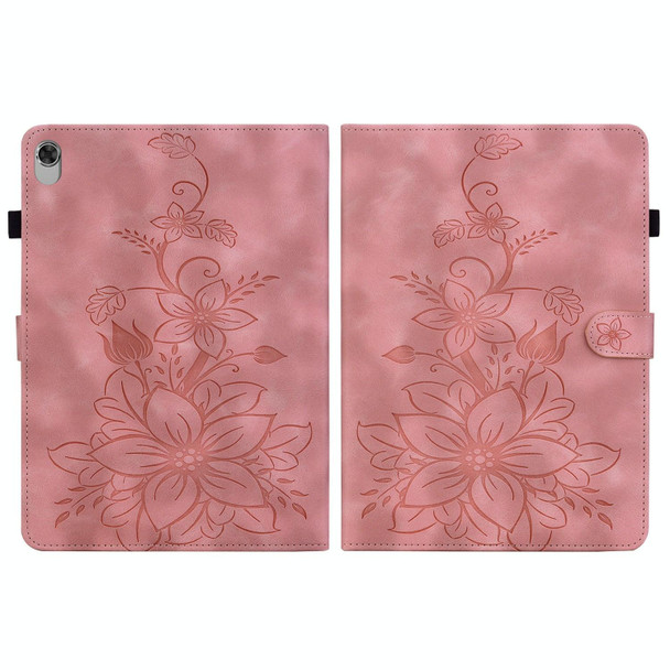 For Lenovo M10 Plus 10.3 Lily Embossed Leather Tablet Case(Pink)