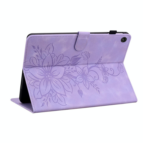 For Lenovo Tab M10 Plus 10.6 3rd Gen Lily Embossed Leather Tablet Case(Purple)