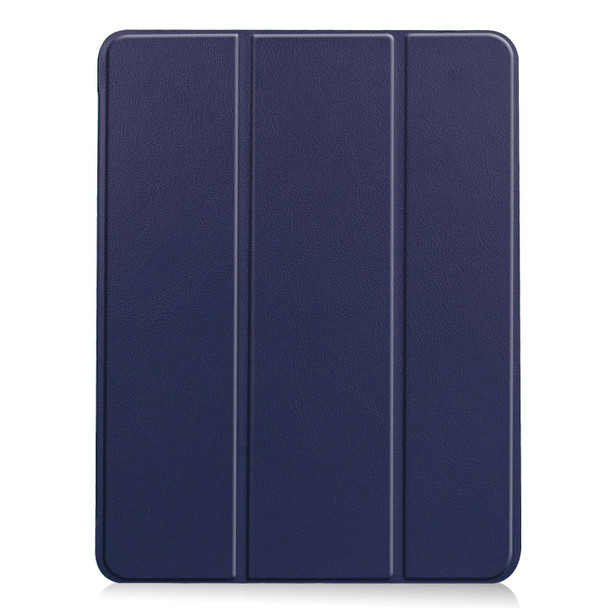 For iPad Air 11 2024 Custer TPU Pure Color 3-Fold Holder Smart Leather Tablet Case(Dark Blue)