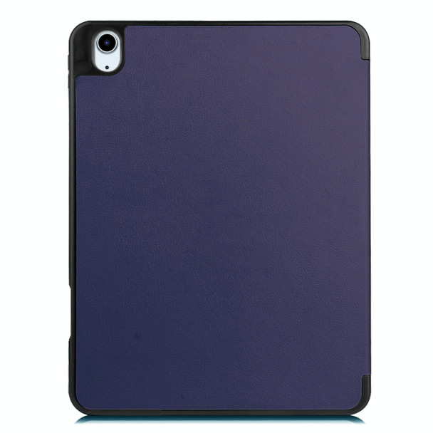 For iPad Air 11 2024 Custer TPU Pure Color 3-Fold Holder Smart Leather Tablet Case(Dark Blue)
