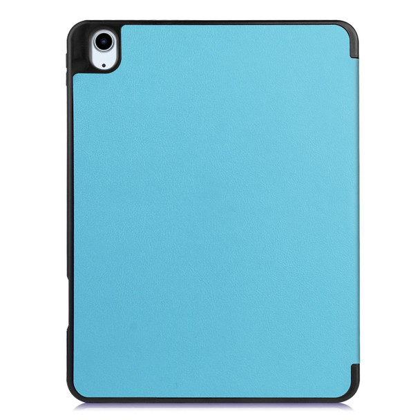 For iPad Air 11 2024 Custer TPU Pure Color 3-Fold Holder Smart Leather Tablet Case(Sky Blue)