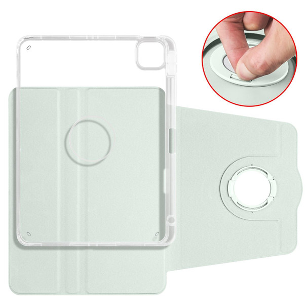 For iPad Pro 11 2024 Clear Acrylic 360 Rotation Detachable Leather Tablet Case(Light Green)