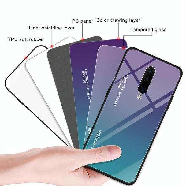 OnePlus 7 Pro Gradient Color Glass Case(Blue)