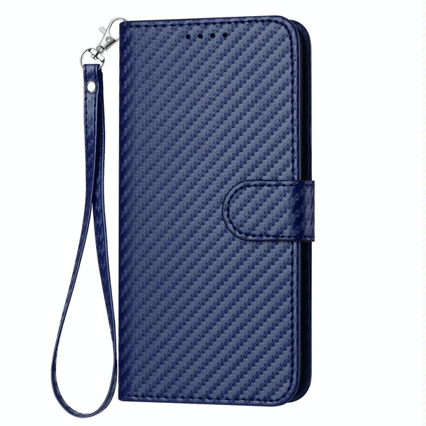 For Realme 12 YX0070 Carbon Fiber Buckle Leather Phone Case with Lanyard(Royal Blue)