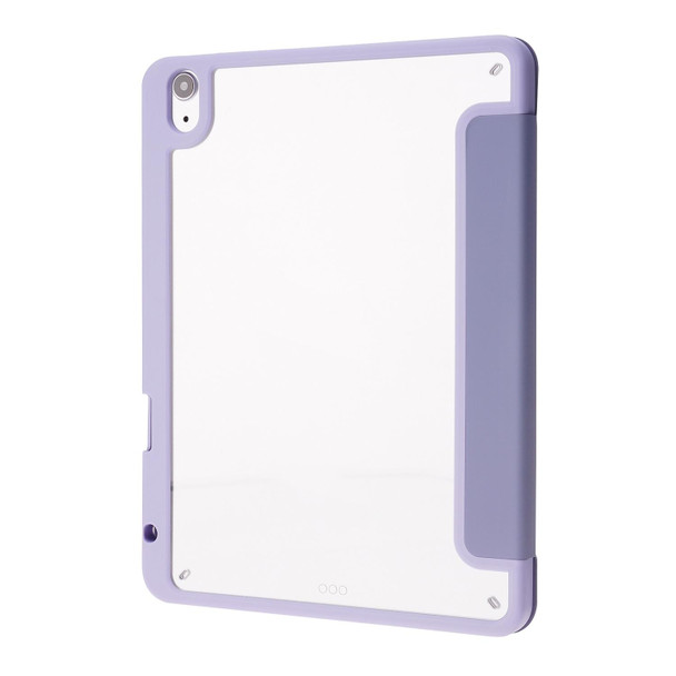 For iPad Air 11 2024 Deformation Transparent Acrylic Leather Tablet Case(Lavender Grey)