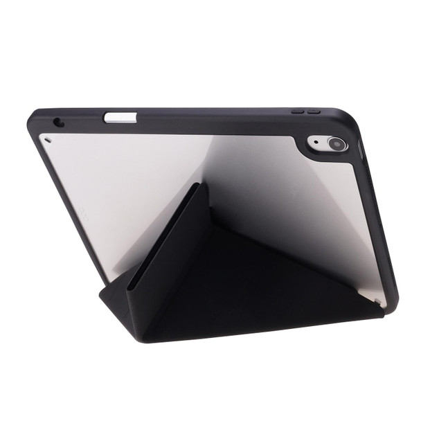 For iPad Air 11 2024 Deformation Transparent Acrylic Leather Tablet Case(Black)