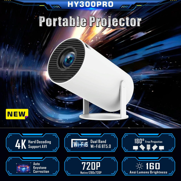 HY300 PRO Smart Projector Android 11.0 System 120 Lumen Portable Projector(US Plug)