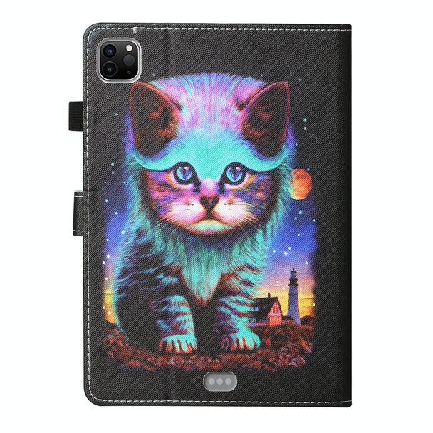 For iPad Pro 11 2024 Coloured Drawing Stitching Smart Leather Tablet Case(Night Cat)