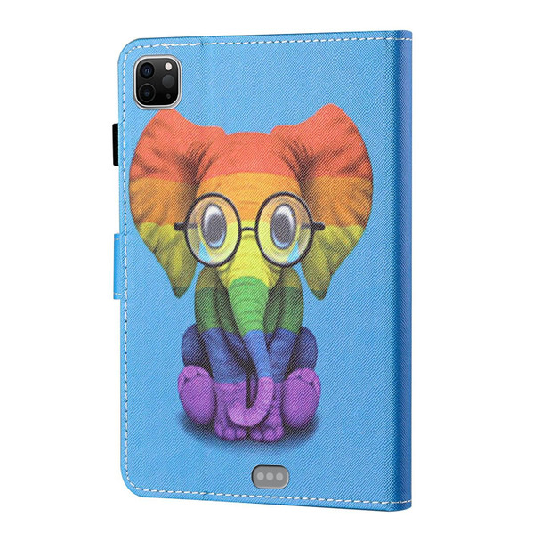 For iPad Pro 11 2024 Coloured Drawing Stitching Smart Leather Tablet Case(Colorful Elephant)