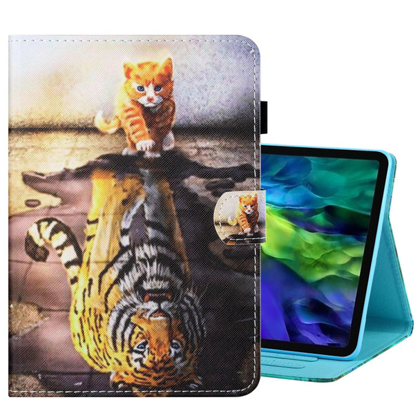 For iPad Pro 11 2024 Coloured Drawing Stitching Smart Leather Tablet Case(Cat and Tiger)