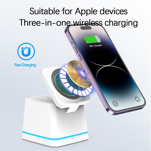 H49 3 in 1 Multi-function Magnetic Wireless Charger(White)