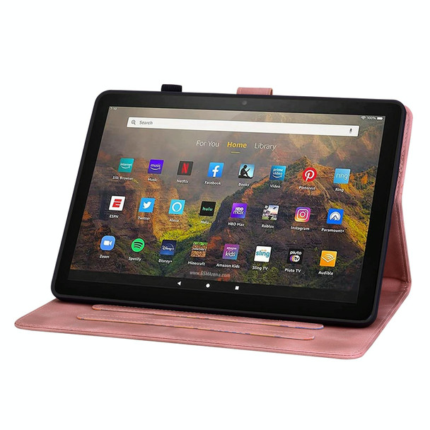 For Amazon Fire HD8 2020/2022 Lily Embossed Leather Tablet Case(Pink)