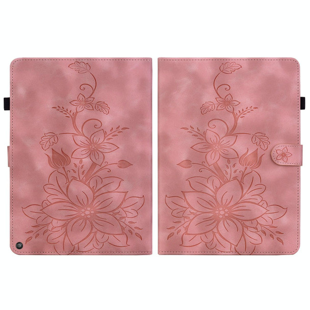 For Amazon Fire HD8 2020/2022 Lily Embossed Leather Tablet Case(Pink)