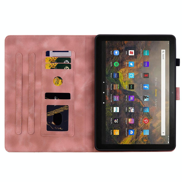 For Amazon Fire HD10 / HD10 Plus 2021 Lily Embossed Leather Smart Tablet Case(Pink)