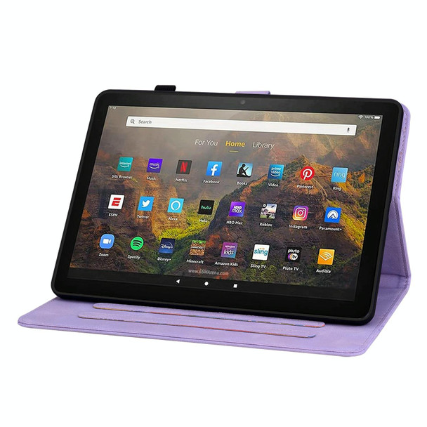 For Amazon Fire HD8 2020/2022 Lily Embossed Leather Tablet Case(Purple)