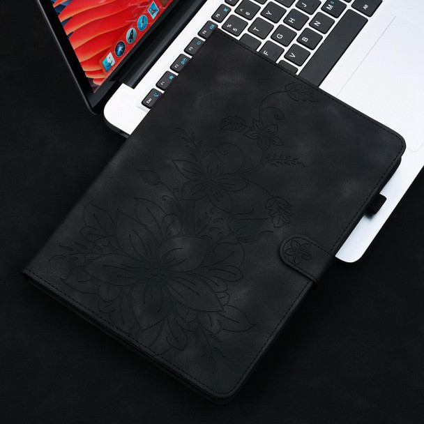 For Amazon Fire Max 11 Lily Embossed Leather Tablet Case(Black)