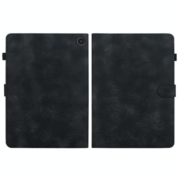 For Amazon Fire Max 11 Lily Embossed Leather Tablet Case(Black)