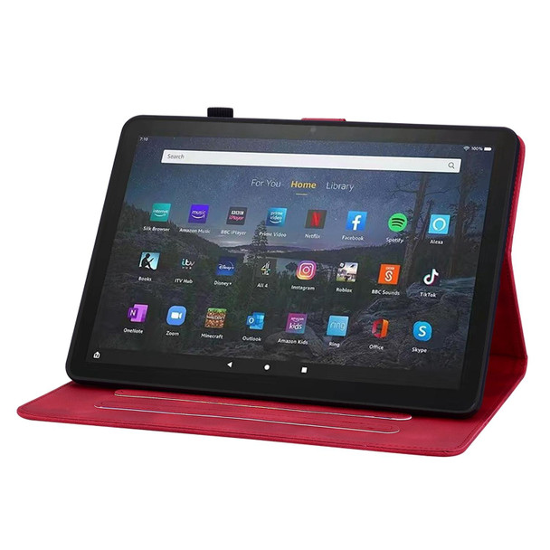 For Amazon Fire Max 11 Lily Embossed Leather Tablet Case(Red)