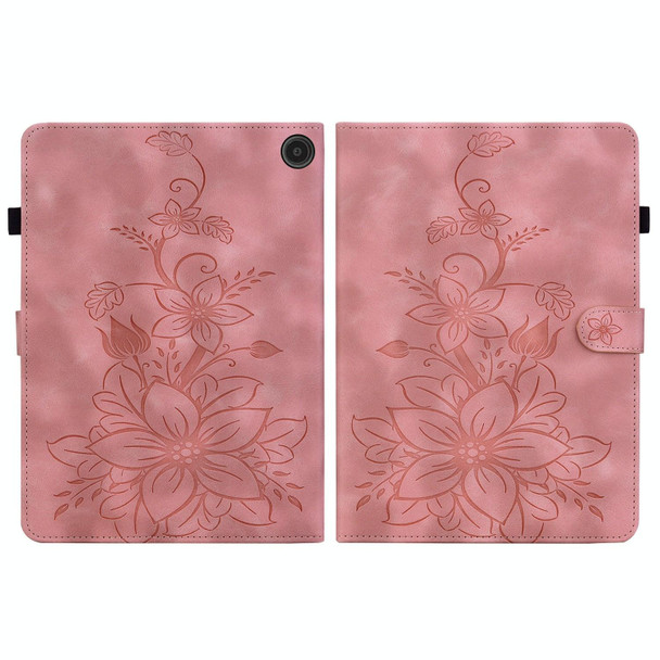 For Amazon Fire Max 11 Lily Embossed Leather Tablet Case(Pink)