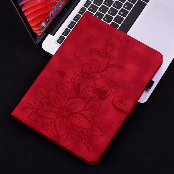 For Samsung Galaxy Tab A 8.0 2019 Lily Embossed Leather Tablet Case(Red)