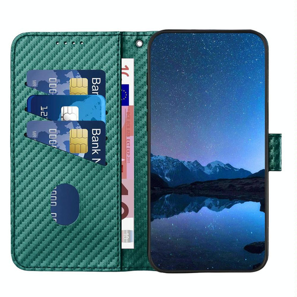 For Xiaomi Redmi Note 13 Pro 5G YX0070 Carbon Fiber Buckle Leather Phone Case with Lanyard(Dark Green)