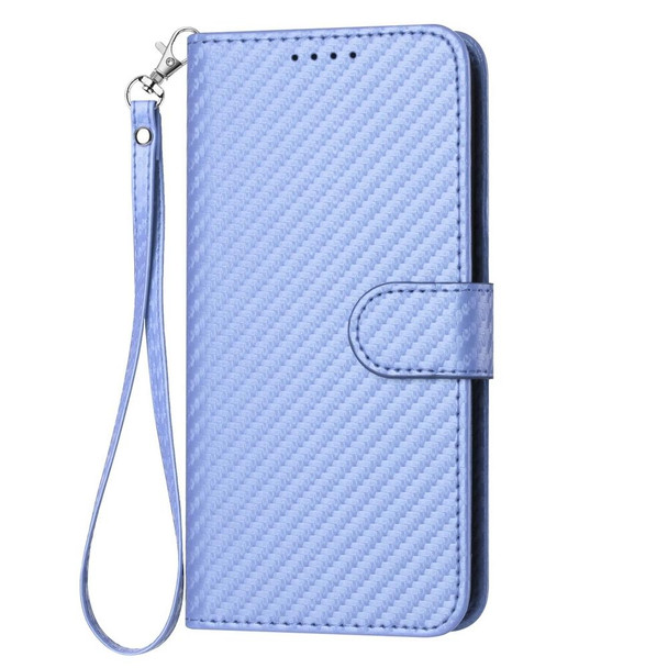 For Xiaomi Redmi Note 12 4G Global YX0070 Carbon Fiber Buckle Leather Phone Case with Lanyard(Light Purple)