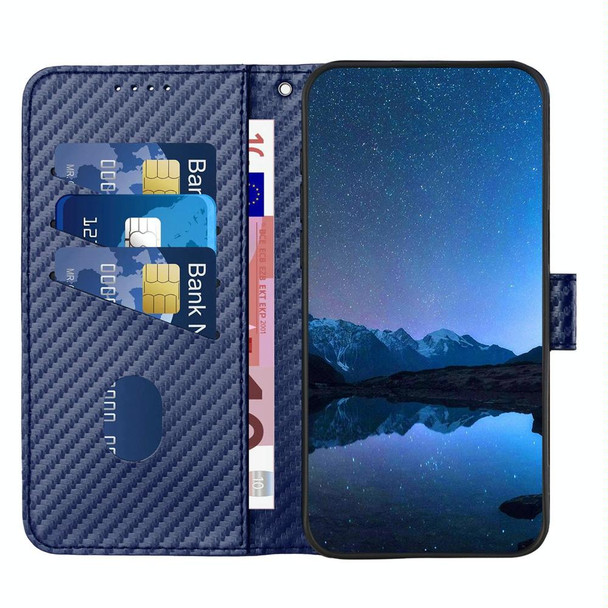 For Samsung Galaxy A72 4G YX0070 Carbon Fiber Buckle Leather Phone Case with Lanyard(Royal Blue)