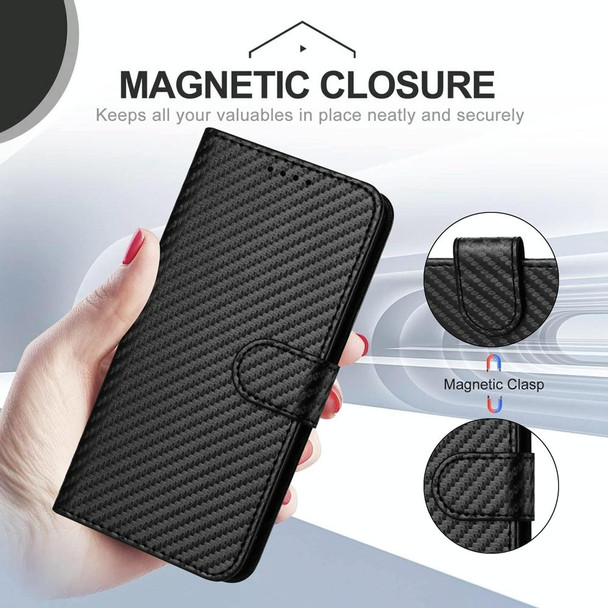 For Samsung Galaxy Note10 4G / 5G YX0070 Carbon Fiber Buckle Leather Phone Case with Lanyard(Black)