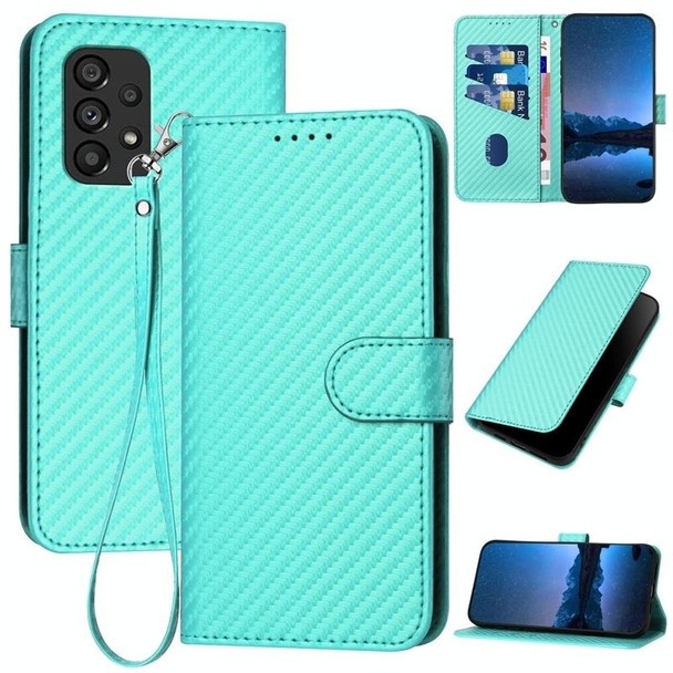 For Samsung Galaxy A53 5G YX0070 Carbon Fiber Buckle Leather Phone Case with Lanyard(Light Blue)