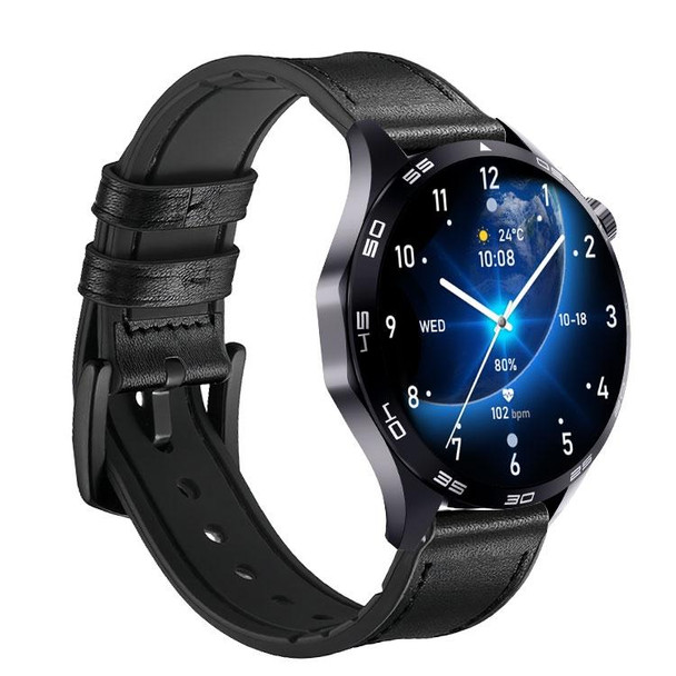WS-26 1.52 inch IP67 Sport Smart Watch Support Bluetooth Call / Sleep / Blood Oxygen / Heart Rate / Blood Pressure Health Monitor, Leather Strap(Black)