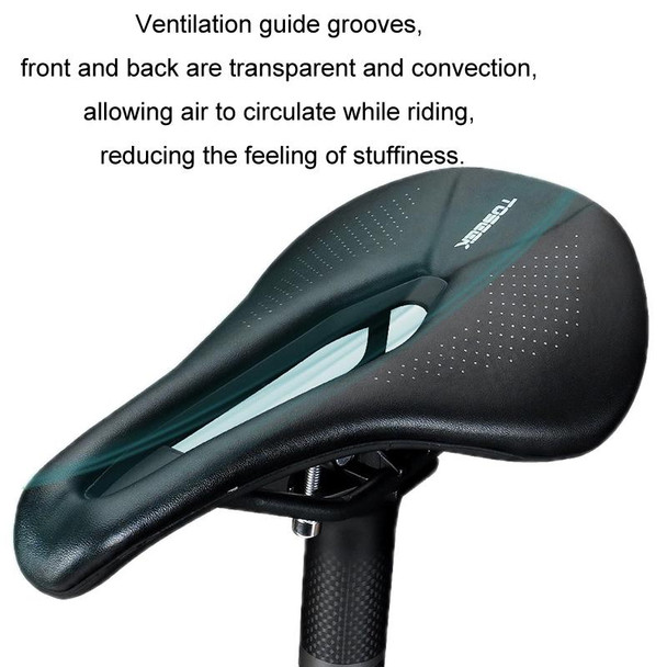 TOSEEK Bicycle Wide Seat Cushion Shock Absorption Comfortable Saddle, Color: White