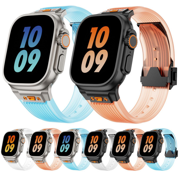 For Apple Watch Series 5 44mm Transparent Silicone Watch Band(Titanium Transparent Orange)