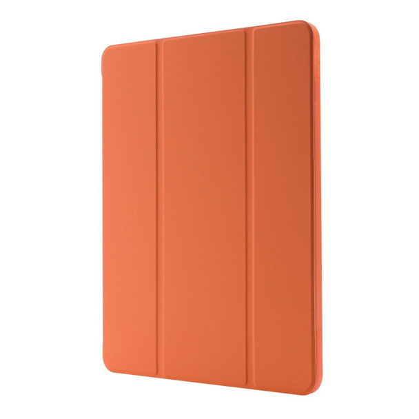 For iPad Pro 13 2024 Skin Feel Tri-fold Leather Tablet Case with Pen Slot(Orange)
