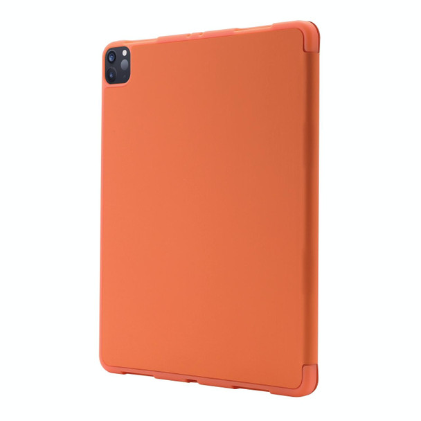 For iPad Pro 13 2024 Skin Feel Tri-fold Leather Tablet Case with Pen Slot(Orange)