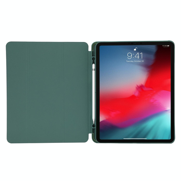 For iPad Pro 13 2024 Skin Feel Tri-fold Leather Tablet Case with Pen Slot(Black)