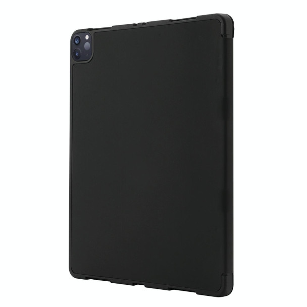 For iPad Pro 13 2024 Skin Feel Tri-fold Leather Tablet Case with Pen Slot(Black)