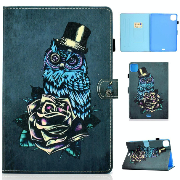 For iPad Pro 11 2024 Painted Stitching Smart Leather Tablet Case(Owl)
