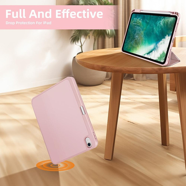 For iPad mini 6 3-fold TPU Smart Leather Tablet Case with Pen Slot(Pink)