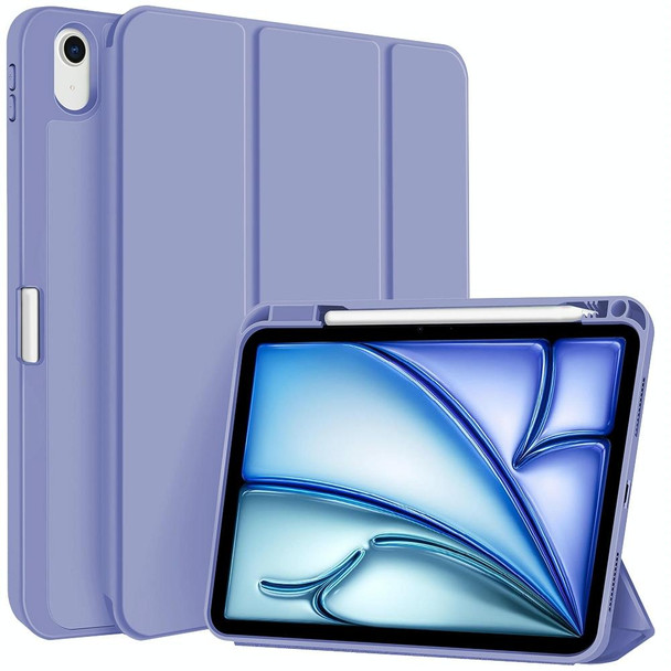 For iPad Air 11 2024 3-fold TPU Smart Leather Tablet Case with Pen Slot(Lavender Purple)
