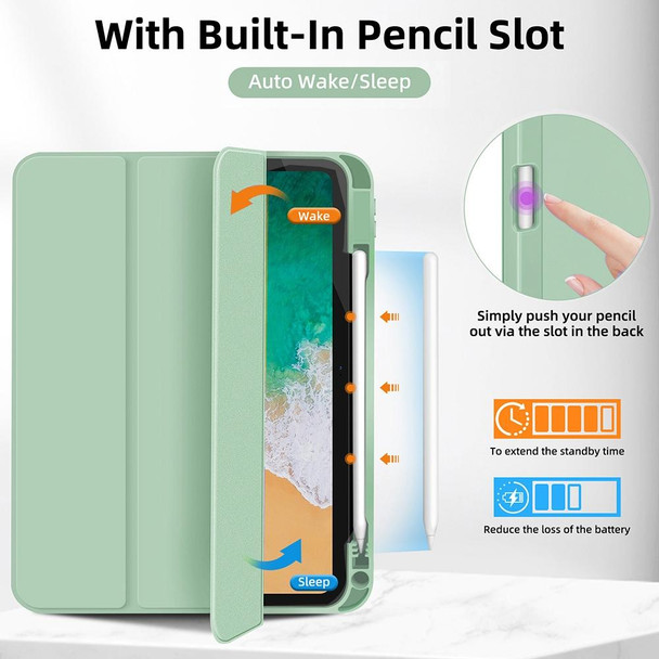 For iPad Pro 12.9 3-fold TPU Smart Leather Tablet Case with Pen Slot(Green)