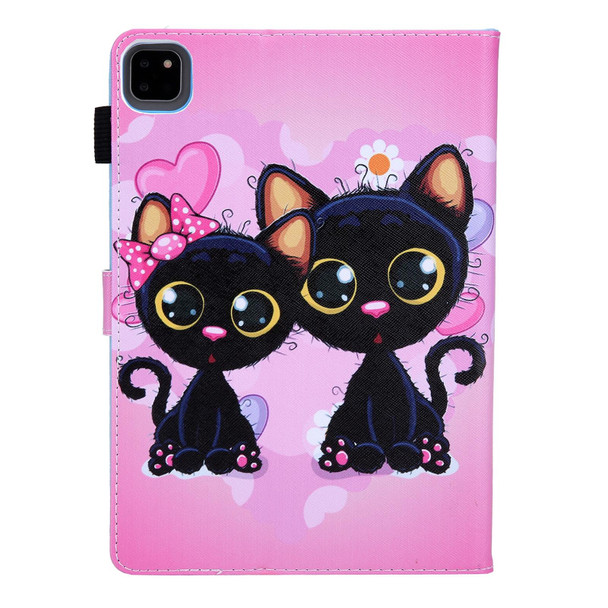 For iPad Pro 11 2024 Colored Drawing Leather Smart Tablet Case(Two Black Cats)