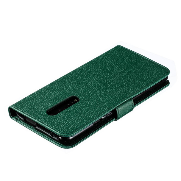 Feather Pattern Litchi Texture Horizontal Flip Leatherette Case with Wallet & Holder & Card Slots - OnePlus 7 Pro(Green)