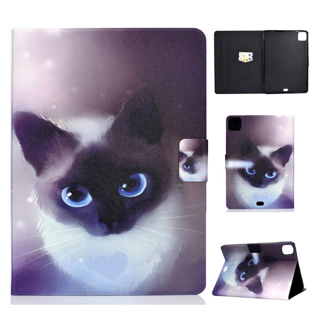 For iPad Pro 11 2024 Voltage Colored Drawing Smart Leather Tablet Case(Blue Eyed Cat)