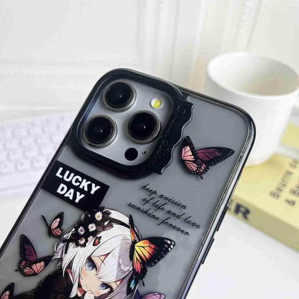 For iPhone 13 Pro Max Colorful Wave Circle Creative Pattern Phone Case(Butterfly Flower Girl)