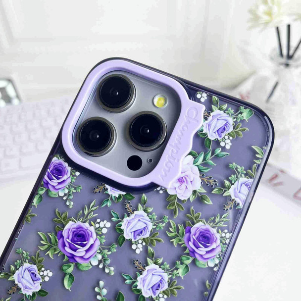 For iPhone 13 Pro Colorful Wave Circle Creative Pattern Phone Case(Purple Flower)