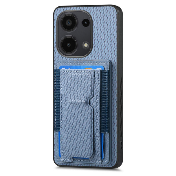 For Xiaomi Redmi Note 13 Pro+ Carbon Fiber Fold Stand Elastic Card Bag Phone Case(Blue)