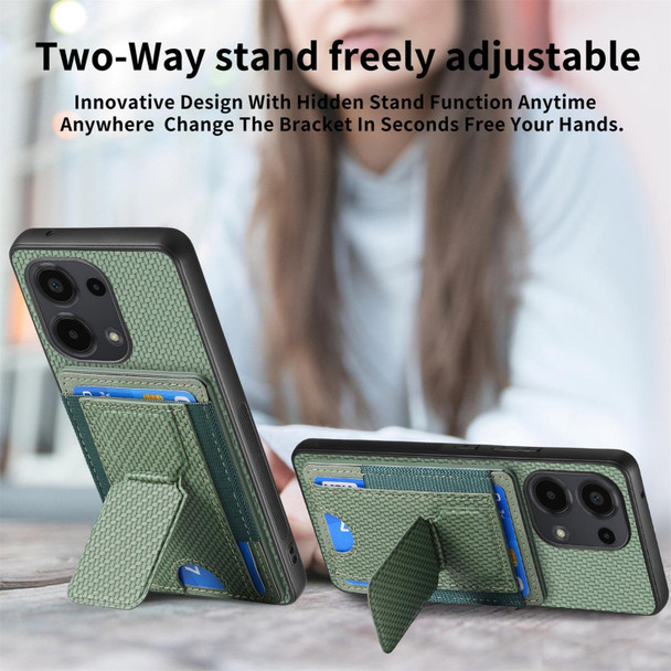 For Xiaomi Redmi Note 12S Carbon Fiber Fold Stand Elastic Card Bag Phone Case(Green)