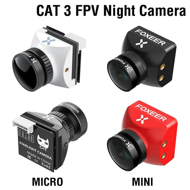 Foxeer Cat 3 Mini Black FPV Night Camera 1200TVL Starlight 0.00001Lux Camera For RC FPV Racing Drone