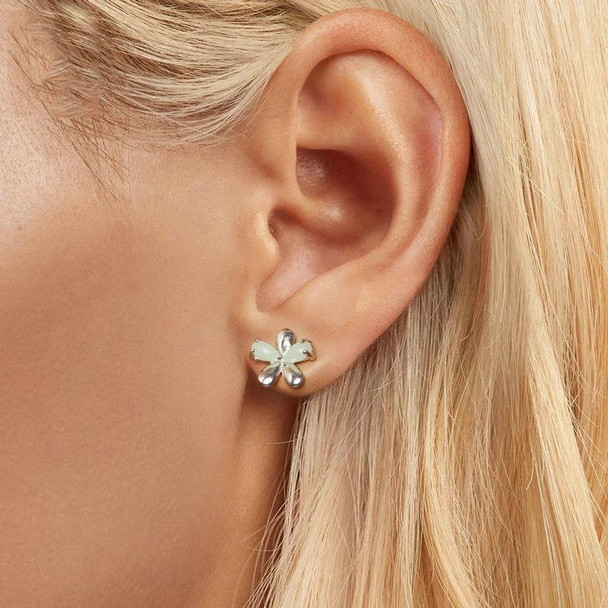 S925 Sterling Silver Platinum Plated Luminous Flower Stud Earrings(SCE1714)