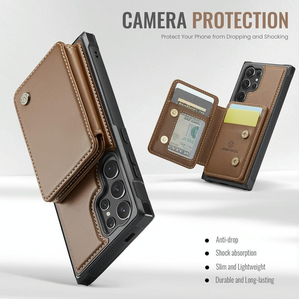 For Samsung Galaxy S24 Ultra 5G JEEHOOD J05 Business Magnetic Style RFID Leather Phone Case(Brown)